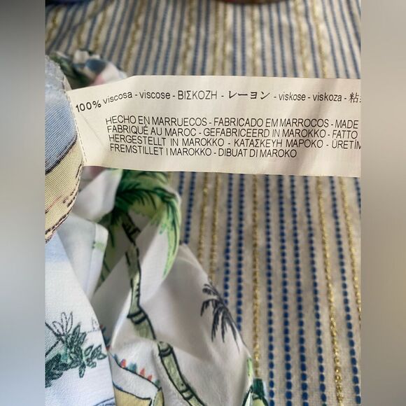 Zara Mini Dress Womens Sz S Multicolor Wrap Boho Vacation Tropical Short Sleeve - Picture 7 of 11